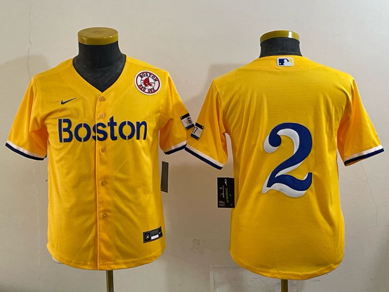 Youth 2025 Boston Red Sox 2 No Name Yellow Nike MLB Jersey 02